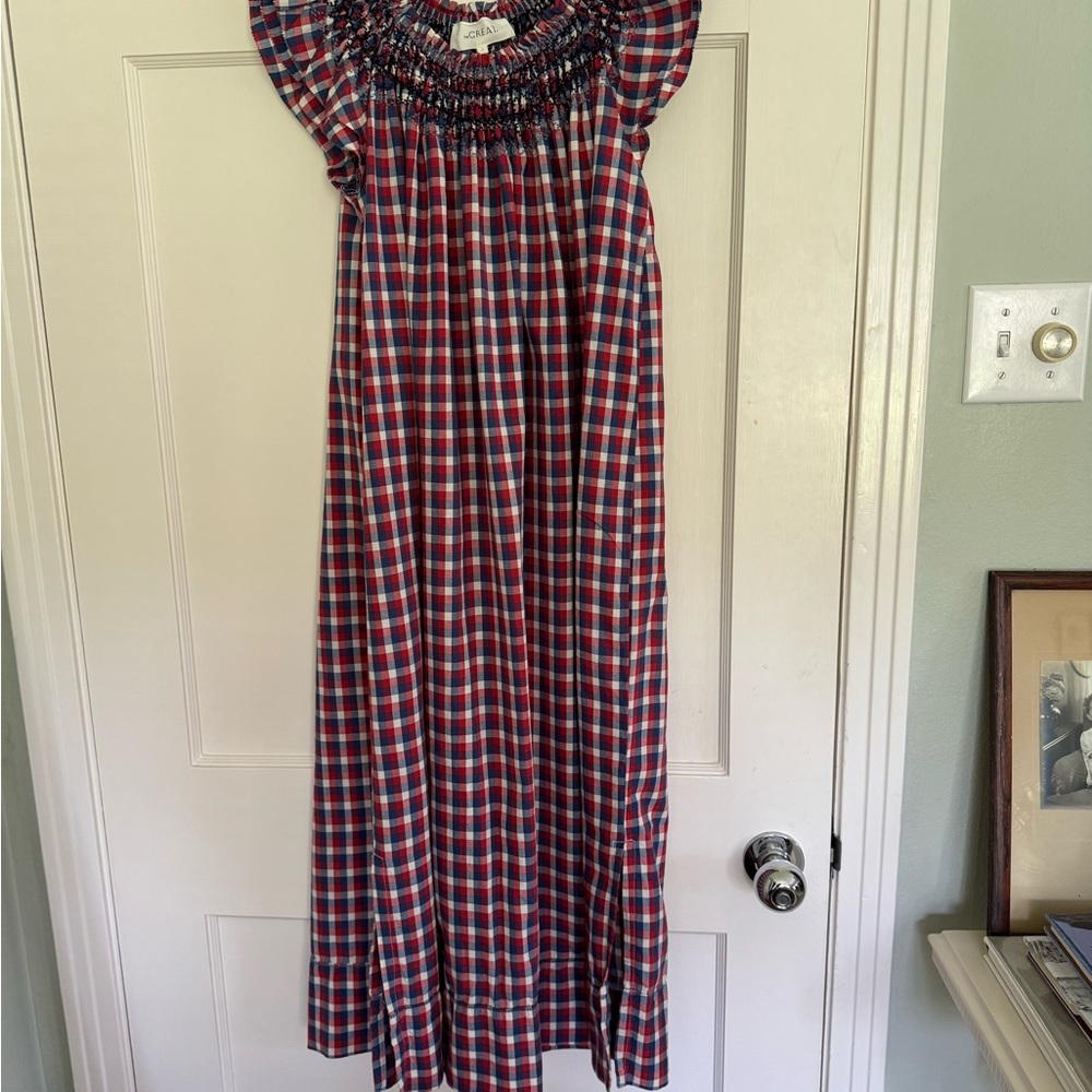 THE GREAT. Red and Blue Checkered Dress